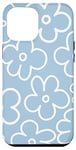 Coque pour iPhone 15 Pro Max Joli motif floral bleu ciel et blanc