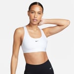 Nike Sports-bh Swoosh Light Support - Hvit/sort Dame, størrelse Large