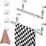 2Pcs Over Door Towel Rail,Installation-free Stainless Steel Over Cabinet Door T