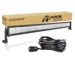 AUXTINGS 108 cm 540W Triple rangée 7D Barre Lumineuse LED de Travail Spot inondation Combo Faisceau DC 12V-24V 6000K Offroad Véhicules 4x4 ATV Utvs