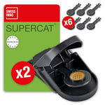 SWISSINNO Piège à Souris SuperCat x2 et Recharge d'appât x6, Prêts à l'emploi et Réutilisable, Utilisation Intérieure et Extérieur, sans Danger pour Les Enfants et Les Animaux