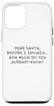 Coque pour iPhone 12/12 Pro Dear Santa Before I Explain How Much Do You Know,Dear Santa