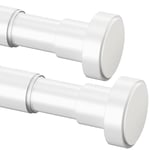 Lot de 2 tringles à rideaux extensibles en acier inoxydable sans perçage pour armoire, armoire, fenêtre, rideaux (70 à 120 cm, φ25 mm, blanc)