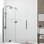 Aurlane - Porte de Douche Coulissante 140x195cm Verre Trempé Transparent 6mm - Finition Noire Mate - slide-in