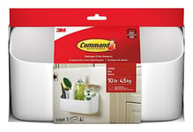 Command Grand Panier de Rangement de 4,5 kg avec 4 Bandes, 25,2 x 8,6 x 13,1 cm, Lourd à Suspendre sans dommages, pour Organiser Les Fournitures de Nettoyage, Les placards et Le Garde-Manger, Blanc