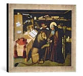 'Image encadrée de Niccolo Antonio Cola ntonio "St. Jerome Removing A Thorn FROM THE LION'S Paw Impression d'art dans le cadre de haute qualité Photos fait main, 40 x 30 cm, argent, Raya