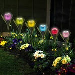 URBNLIVING 6 Garden Tulip Flower Shape LED Solar Powered Lights Outdoor Yard Standing Decor