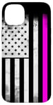 Coque pour iPhone 14 Plus Ruban rose solidarité poitrine cancer drapeau américain USA