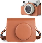 Housse en Cuir Compatible avec Fujifilm Instax Wide 400, Étui de Voyage pour Appareil Photo Instantané Wide 400 avec Bandoulière - Marron Rétro