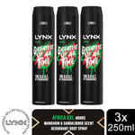 Lynx XXL Africa 48-Hour High Definition Fragrance Body Spray Deodorant, 3x250ml