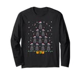 German Shorthaired Pointer Dog Santa Hat Xmas Tree Lights Long Sleeve T-Shirt