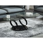 Vente-unique.com Table basse avec plateaux pivotants JOLINE - Verre trempé transparent et pied chromé noir de Maison Céphy