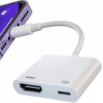 Adaptateur Lightning vers HDMI [certifié Apple MFi], Plug & Play, Adaptateur iPhone vers HDMI 1080p avec Port de Charge Lightning Compatible avec Les appareils iOS vers projecteur/Moniteur