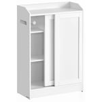 Vasagle - Meuble wc, Meuble Toilette, pour Salle de Bain, Rangement Papier Toilette, pour Brosse wc, Portes Coulissantes, Étagères Réglables, à Côté