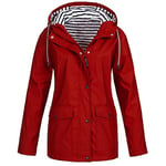 HANGON Printemps Automne Femmes Solide Veste De Pluie Manteau Femmes Vestes De Plein Air Plus La Taille À Capuchon Chaud Coton Manteaux Nouvelles Outwear #620, Rouge, XL United States