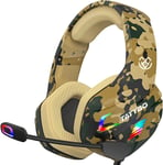 Casque Gaming, Casque Gamer avec Microphone Réglable Anti Bruit, Casque Gaming avec RGB LED Lampe Stéréo Basse pour PC Ps5 Ps4 Xbox Switch