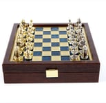 Byzantine Empire Metal Chess Set With 20cm Wooden Chessboard/Box Manopoulos