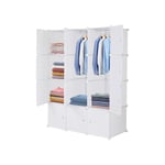 Armoire Penderie Modulable Multi-Rangements 12 Cubes 108x47x142cm Cm En Plastique Blanc - Aiducho