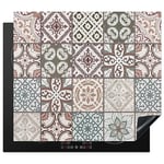 KitchenYeah© Protege Plaque Tapis Pour Induction 58x51 cm Décoration Cuisine Protection Vitrocéramique Pour Cuisiniere Mosaïque - Marron - Motif - Carreau - 58x51 cm