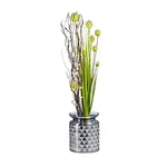 Relaxdays Vase pour fleurs en verre avec motifs vase table grande ouverture HxlxP: 23 x 18 x 18 cm, gris / bleu