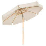 SONGMICS Parasol 2,7 m, Ombrelle octogonal, Protection Solaire, Anti-UV, mât et Baleines en Bois, inclinable, sans Socle, pour terrasse, Balcon, Jardin, Beige GPU270M01