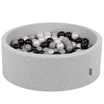 KiddyMoon Piscine À Balles pour Bébé Rond 90X30cm/200 Balles 7Cm Fosses À Boules Jouet Enfant, Gris Clair:Noir/Gris/Perle