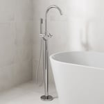 Freestanding Bathroom Tap Bath Shower Mixer Chrome Floor Mounted Free Standing