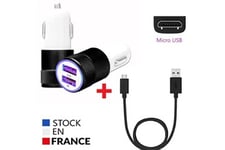 PH26 Chargeur pour téléphone mobile Pack chargeur auto + câble micro usb huawei nova lite 2 ultra-puissant et rapide 2x (5v / 2,1a) 1m - noir