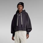 G Star Raw Womens G-Star RAW Oversized Cropped Hoodie - Grey Cotton - Size Medium