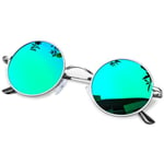 KANASTAL Lunettes de Soleil Ronde Homme et Femme Rétro Lunette de Soleil Vert Miroir Hippie Classique Lunettes de Soleil Steampunk Vintage UV400 Polarisée