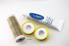 Neo Fermit Kit d'étanchéité (1 rouleau de chanvre 40 g, 1 tube de pâte d'étanchéité Neo Fermit 150 g, 2 rouleaux de ruban PTFE pour filetage fin)