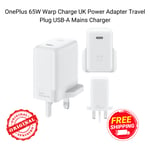 OnePlus 65W Warp Charge UK Power Adapter Travel Plug USB-A Mains Charger -New