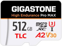 [Récupération de données Gratuite de 5 Ans] Carte Micro SD GIGASTONE 512 Go, Haute Endurance série Pro Max, Vitesse jusqu'à 160 Mo/s, Compatible avec REDTIGER Rove VIOFO VANTRUE PRUVEEO Dash.[G851]