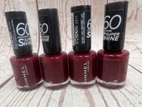 RIMMEL 60 SECONDS Nail Polish Varnish Super Shine 4 x 8ml - Berries & Cream