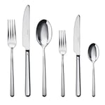 Sambonet 52513-83 Linear Lot de couverts de table monobloc en acier inoxydable 18/10 pour 6 personnes, 36 pièces, 6 fourchettes, 6 cuillères, 6 couteaux, 6 fourchettes fruits, 6 couteaux à fruits, 6