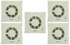 5 x Vent Axia 441625A Silhouette 100T Lo-Carbon Axial Extractor Fans with Timer