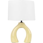 Beliani - Lampe à Poser Jaune en Céramique 43 cm Abat-Jour en Tambour en Coton Pied en Pont Abbie