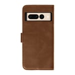 Case for Google Pixel 7 Pro Folio Dual Magnetic Tab Case Card-holder Brown