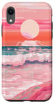 Coque pour iPhone XR Coque de téléphone motif géométrique abstrait plage et océan coucher de soleil rose