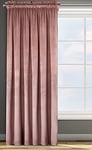 Design91 Eurofirany Rosa Rideau en Velours Doux Uni Opaque avec Galon Fronceur - 1 Unité, Moelleux, Panneau Drapé, Classique, Élégant, Salon, Chambre, 200 g/m², 135x300 cm, Rose Foncé