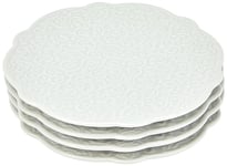 Alessi Mw01/77 Dressed Soucoupe Pour Tasse à Moka en Porcelaine Blanche avec Décoration en Relief, Set de 4 Pièces