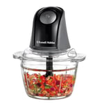 Russell Hobbs Food Processor [Mini Chopper] Electric Dicer (For Vegetables, Fruit, Meat, Garlic, Onion, 1L Bowl, Dishwasher Safe, 2 Speeds,Stainless Steel Blades, 350 peak power) Matte Charcoal 27131