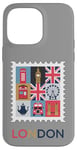 iPhone 14 Pro Max London Stamp with Iconic Landmarks - London Souvenir Case