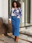 Live Unlimited Curve Midi Denim Skirt, Blue