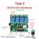 Tuya-Commutateur de moteur WiFi intelligent,4 canaux,DC 5V 12V 24V 32V,citations d'inching,RF 433mhz,technologie à distance pour Alexa Alice Google Home - Type 7-32V RF