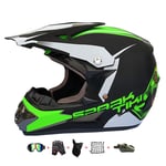 Casque Moto Cross Enfant,Casque Moto Enfant Adoptez Un Design Cool Casque Downhill pour Enfants avec Gants/Lunettes/Masque/Filet à Elastique(6 PCS) Convient pour Toutes Les Saisons (53-54CM)