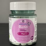 Holland & Barrett Biotin 1000ug 120 Tablets For Healthy Hair Skin Nails Vegan