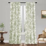 XTMYI Rideaux pour Salon, Chambre à Coucher - Motif Floral - 108 l - Rideau de Porte coulissante pour Porte coulissante et Salle à Manger - Vert Sauge