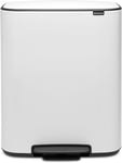 Brabantia Bo Pedal Bin - 2 x 30L Inner Buckets White Large Waste/Recycling Bin -