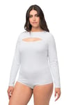 Ulla Popken Femme Grandes Tailles Body Slim à Manches Longues, découpe Blanc Neige 58+ 820365200-58+